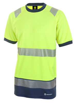 Beeswift Hi-Vis Two Tone Short Sleeve T-Shirt Yellow/Navy