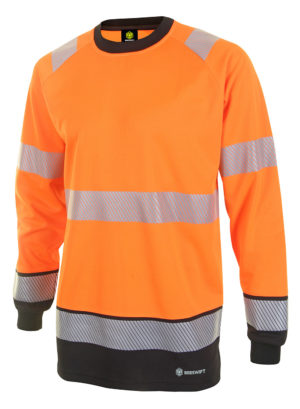 Beeswift Hi-Vis Two Tone Long Sleeve T-Shirt Orange/Black