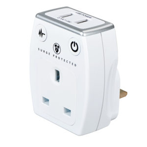 Masterplug Surge Adaptor + USB Power Gloss White