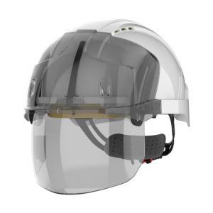 JSP EVO VISTAshield Safety Helmet with Intergrated Faceshield Vented White/Smoke